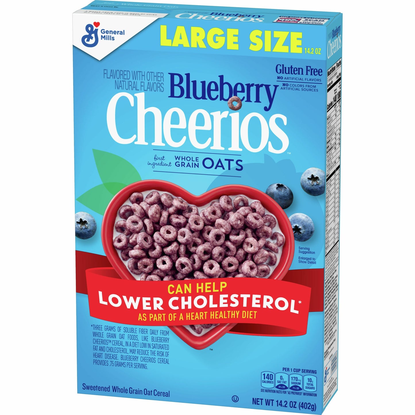 General Mills Blueberry Cheerios Gluten Free Breakfast Cereal Large Size 402g Box BBD: 07/03/34