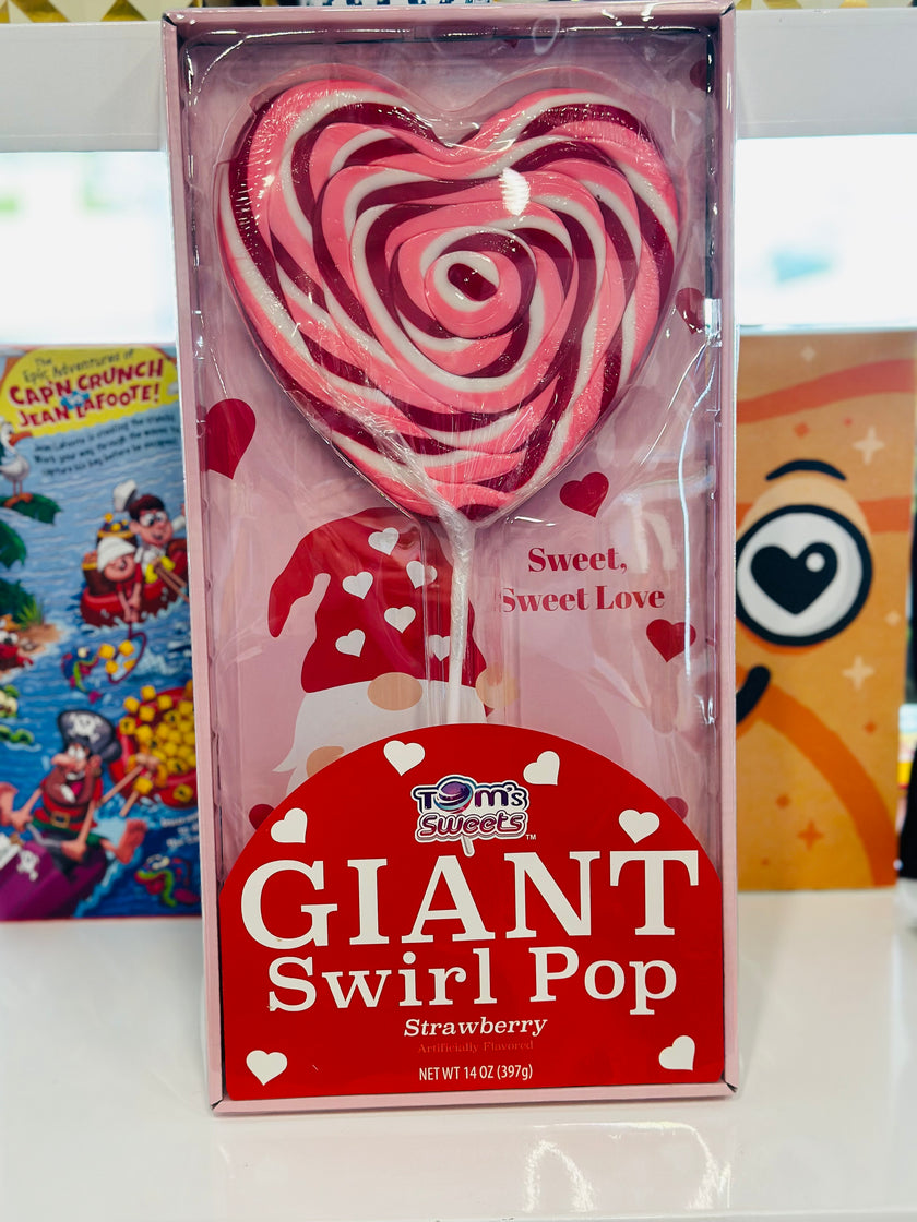 Giant Heart Shaped Swirl Pop Strawberry Flavoured 397g Gluten Free
