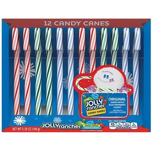 Jolly Rancher Candy Canes Original Flavours 12pkt 149g BBD: 30/11/24