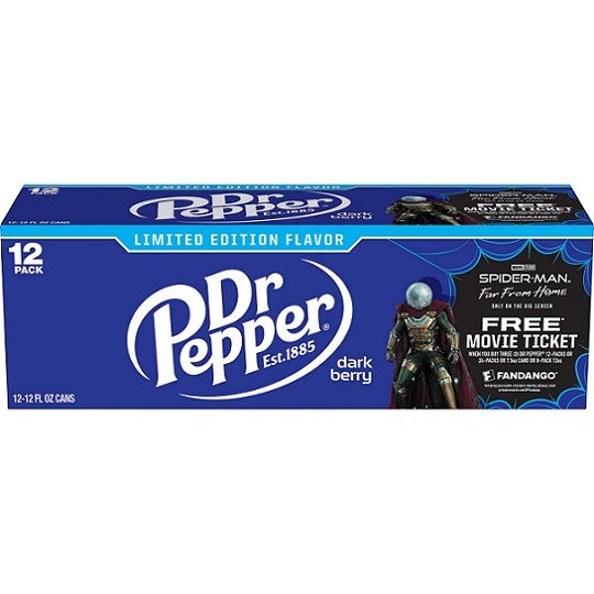 Dr Pepper Dark Berry Flavour Soft Drink Soda 355ml Can