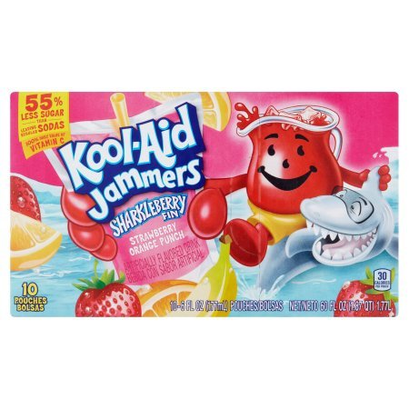 Kool-Aid Jammers Sharkleberry Fin Strawberry Orange Ready-to-Drink Soft Drink Pouch 177ml Single or 10 Pack