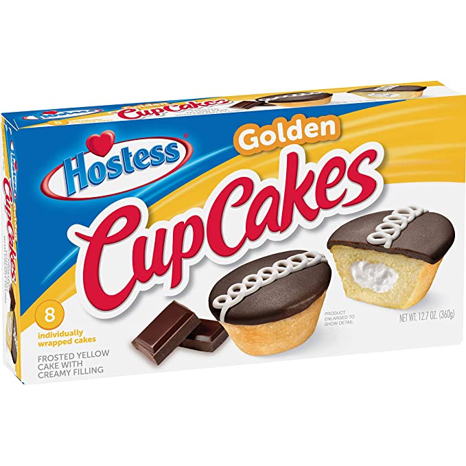 Hostess Golden Cupcakes Twinkies Frosted Yellow Cup Cake With Creamy Filling Single or Box 8