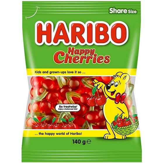 Haribo Happy Cherries Gummy Gummi Candy Lolly 142g Bag