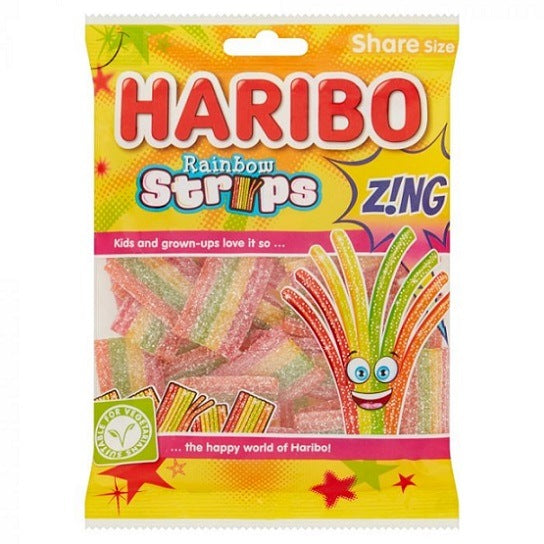 Haribo Rainbow Strips Z!ng Share Bags Sour Gummy Gummi Straps 130g
