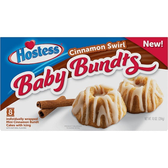 Hostess Twinkies Baby Bundts Cinnamon Swirl Cakes Single 35g or Box of 8 284g