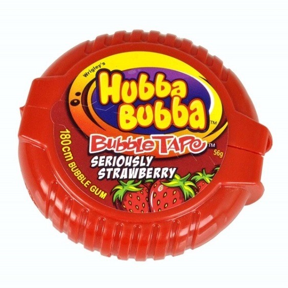 Hubba Bubba Seriously Strawberry Flavour Bubble Gum Chewing Gum 56g Tape
