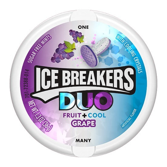 Ice Breakers Duo Fruit and Cool Grape Flavour Mints Sugar Free 36g Container