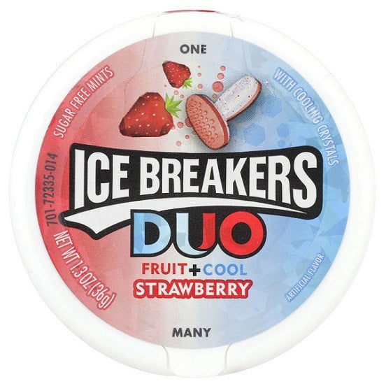 Ice Breakers Duo Fruit and Cool Strawberry Flavour mints Sugar Free 36g Container