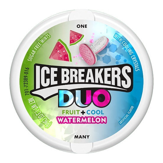 Ice Breakers Duo Fruit and Cool Watermelon Flavour Mints Sugar Free 36g Container
