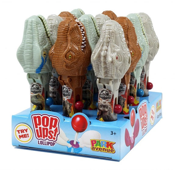 Jurassic World Dinosaur Pop Ups Lollipop with Collectable Toy Character 10g