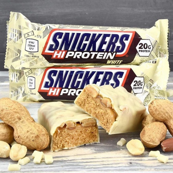 Snickers White Chocolate Hi Protein Low Sugar Bar 57g | The Lolly Barn