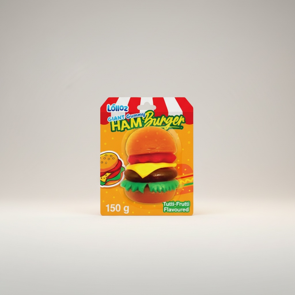 Lolloz Giant Gummy Hamburger Tutti Fruitti Flavoured 150g
