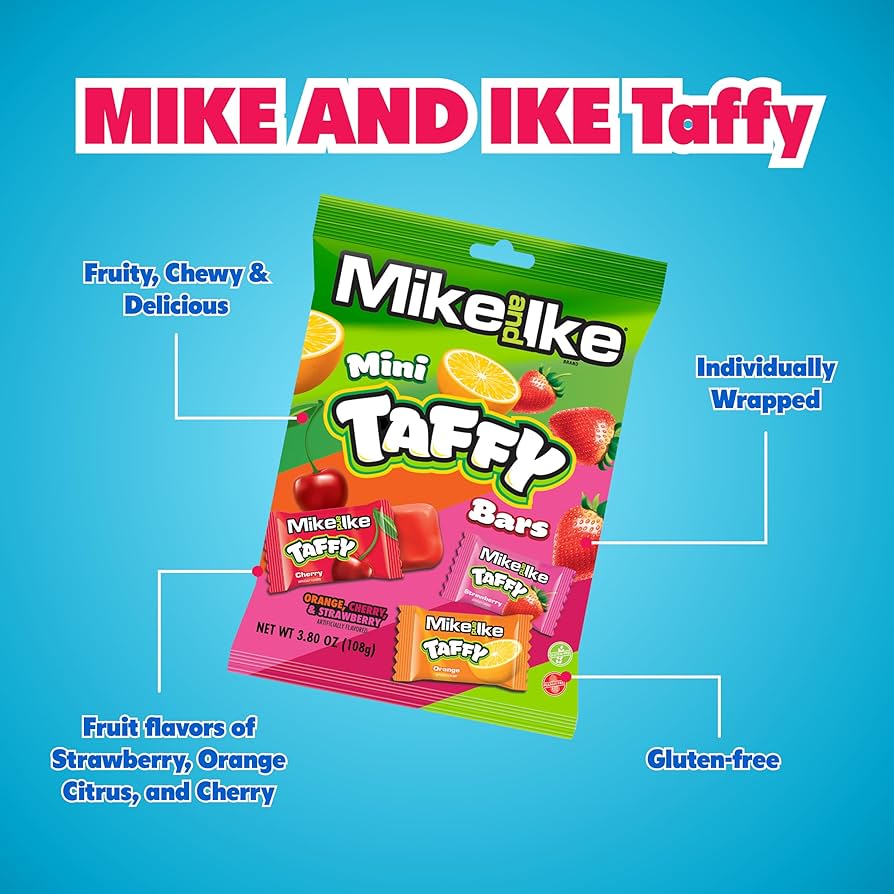 Mike & Ike Mini Taffy Bars 108g Gluten Free