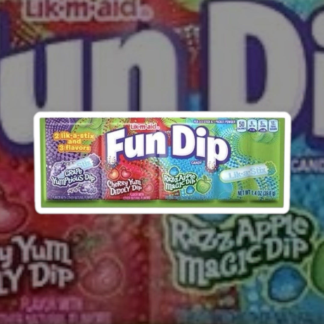 Fun Dip Sour Candy 3 Delicious Flavours Sherbet Dips Gluten Free 39.6g Packet