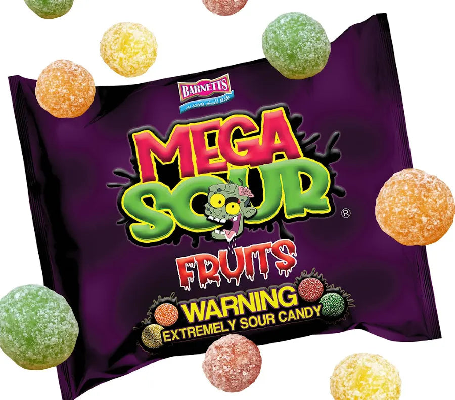 Barnetts Mega Sour Fruits Extremely Sour Candy 104g Bag