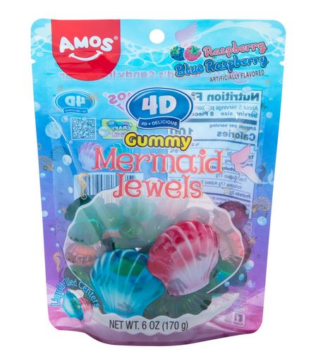 Amos 4D Gummy Mermaid Jewels Liquid Filled Center 170g