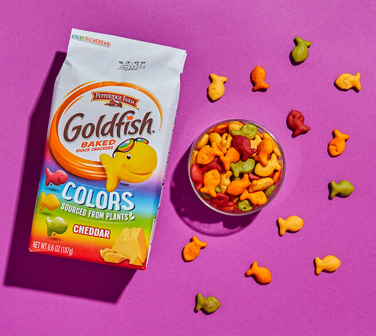 Pepperidge Farm Goldfish Baked Colours Sourced From Plants Cheddar Flavoured Snack Crackers 187g Packet