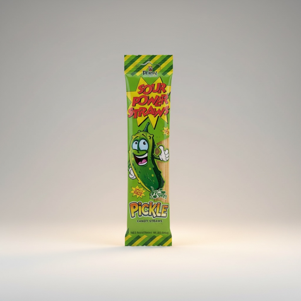 Dorval Sour Power Straws Pickle Flavour Candy Straws 50g Packet