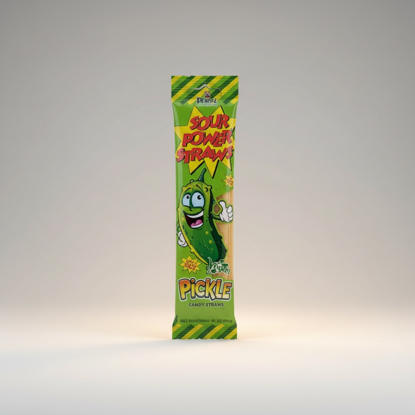 Dorval Sour Power Straws Pickle Flavour Candy Straws 50g Packet