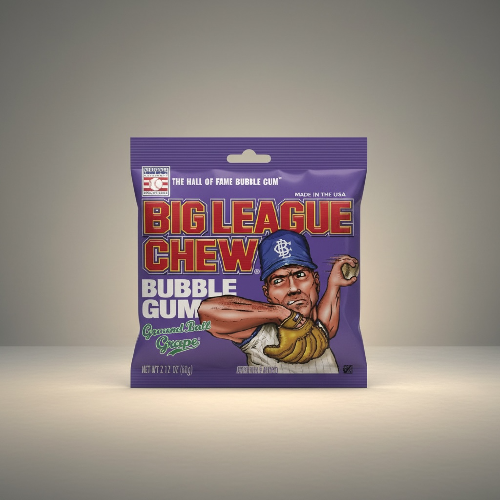 Big League Chew Groovy Grape Bubble Gum Gluten Free 60g Packet Pouch