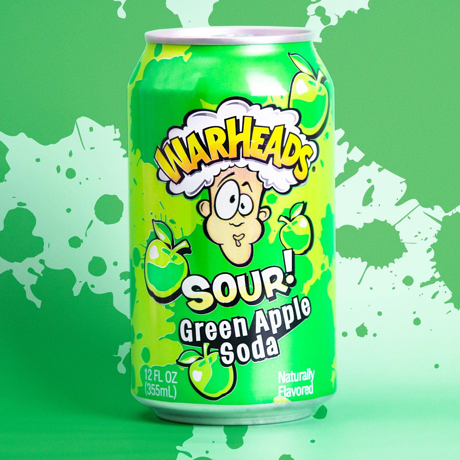 Warheads Limited Edition Sour Green Apple Soda Soft Drink 355ml