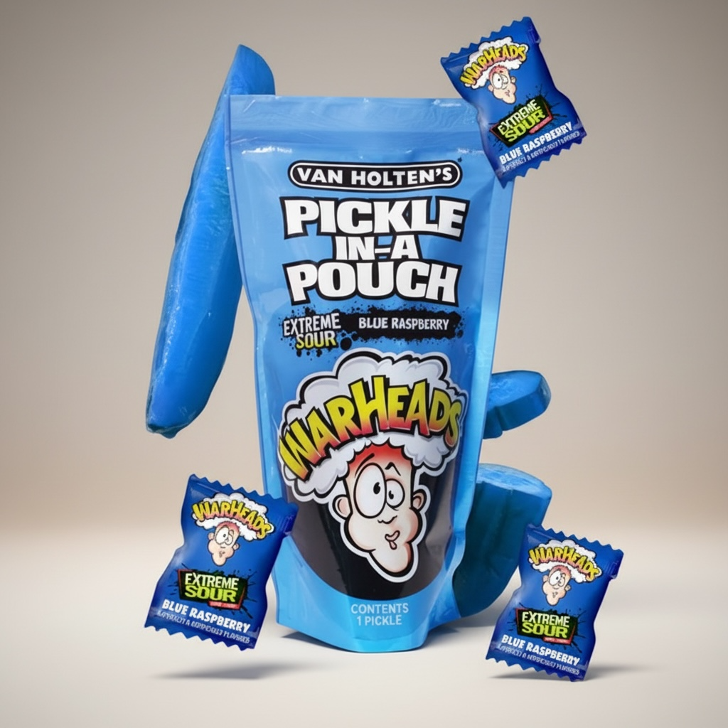 Van Holten's Extreme Sour Blue Raspberry Warheads Pickle Pickle In a Pouch