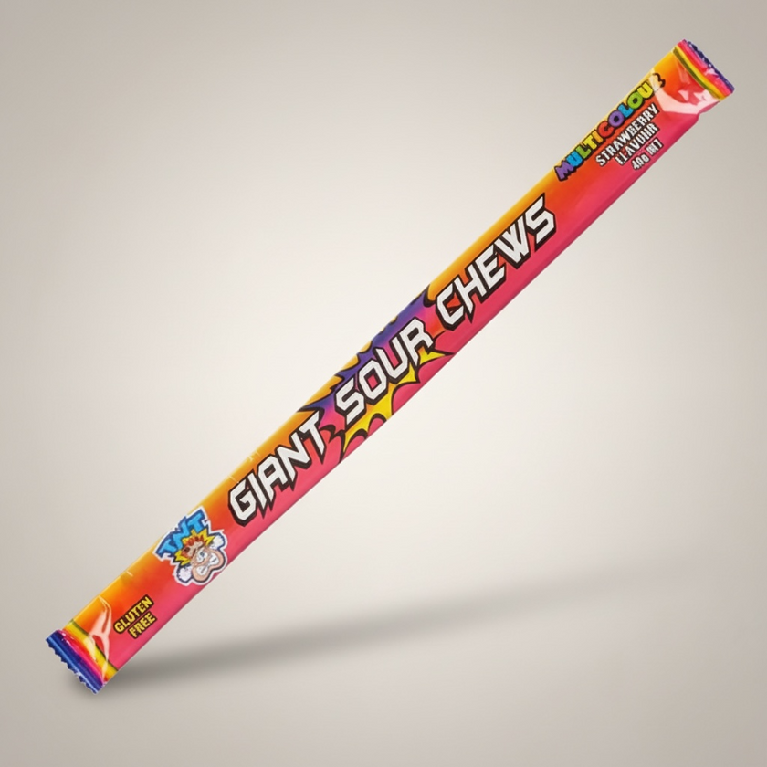 TNT Giant Sour Chew Bar Strawberry Flavour Gluten Free 40g
