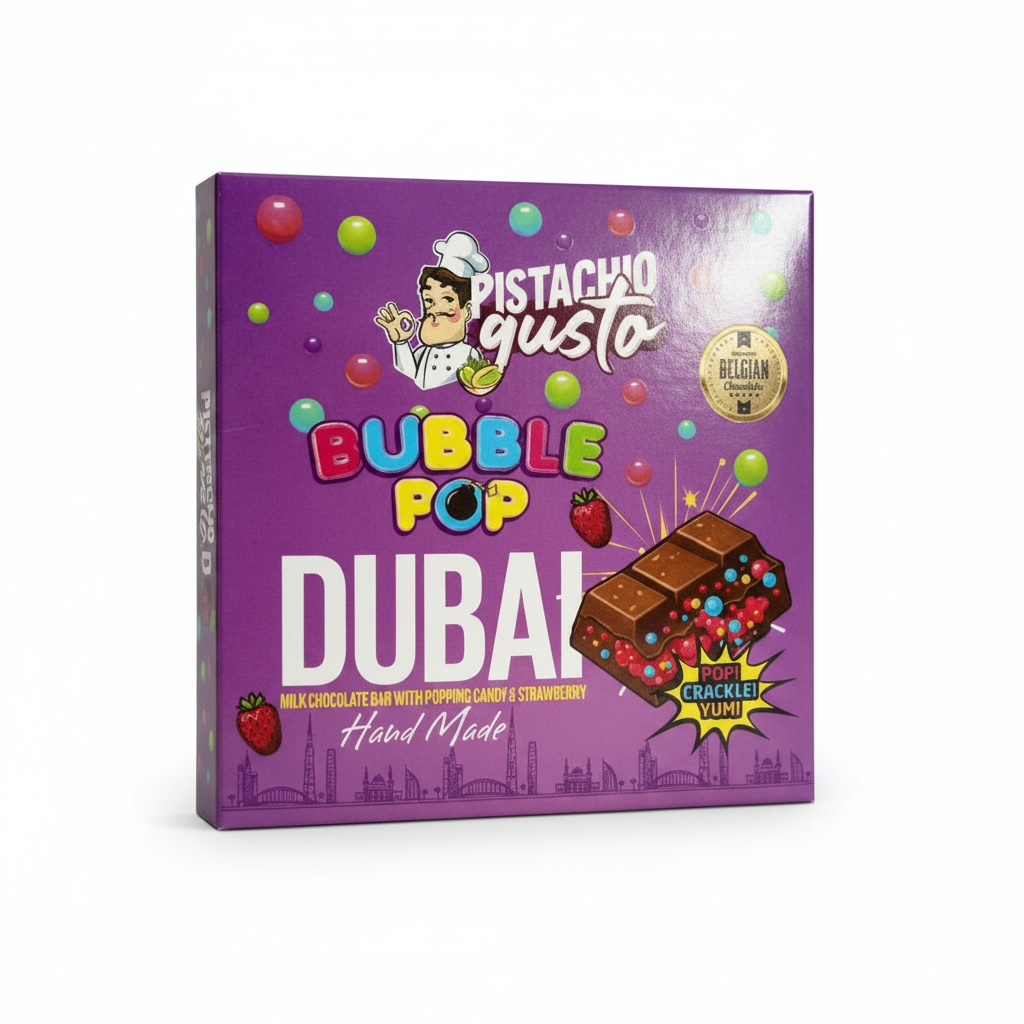 Pistachio Gusto Viral Bubble Pop Dubai Chocolate block 100g