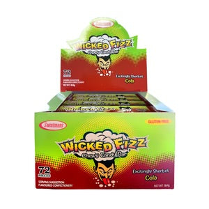 Wicked Fizz Cola Flavoured Sherbet Lolly Candy Chews Bar Gluten Free 12g