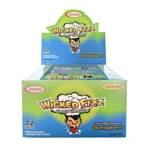 Wicked Fizz Blue Raspberry Flavoured Sherbet Lolly Candy Chews Bar Gluten Free 12g