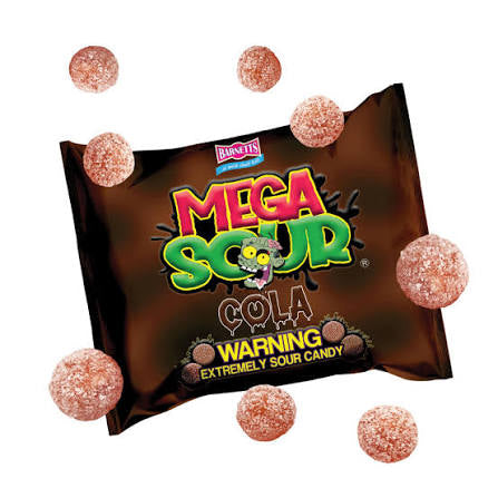 Barnetts Mega Sour Cola Flavoured Extremely Sour Candy 104g Bag