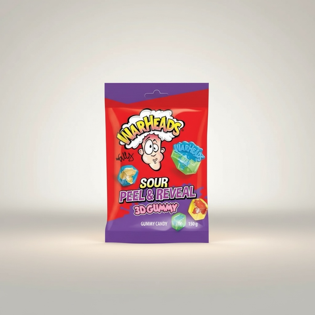 Warheads Sour Peel & Reveal 3D Gummy Candy 150g Packet