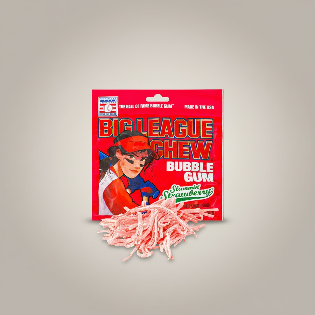 Big League Chew Slammin' Strawberry Bubble Gum Gluten Free 60g Packet Pouch