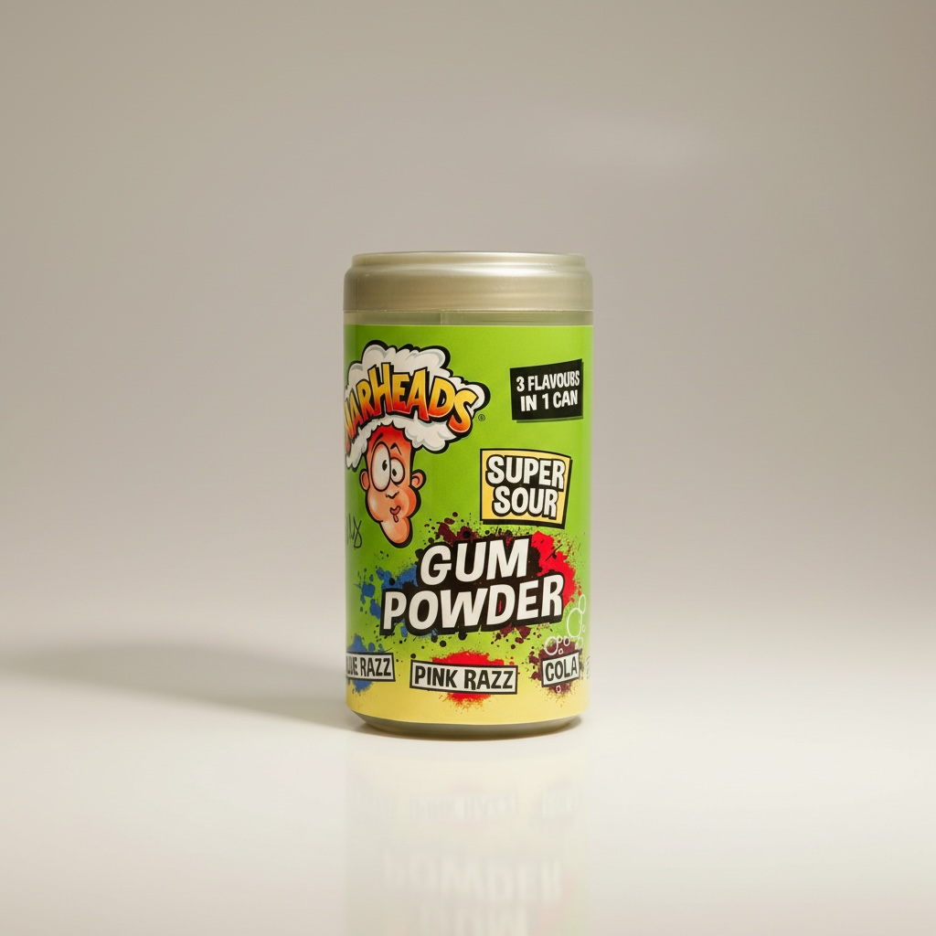 Warheads War Heads Super Sour Gum Powder 3 Flavours in 1 Can 55g Container