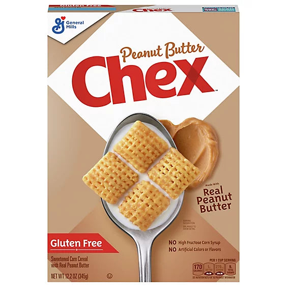 Generalo Mils Chex Peanut Butter Breakfast Cereal Box 345g Gluten Free BBD: 08/07/24