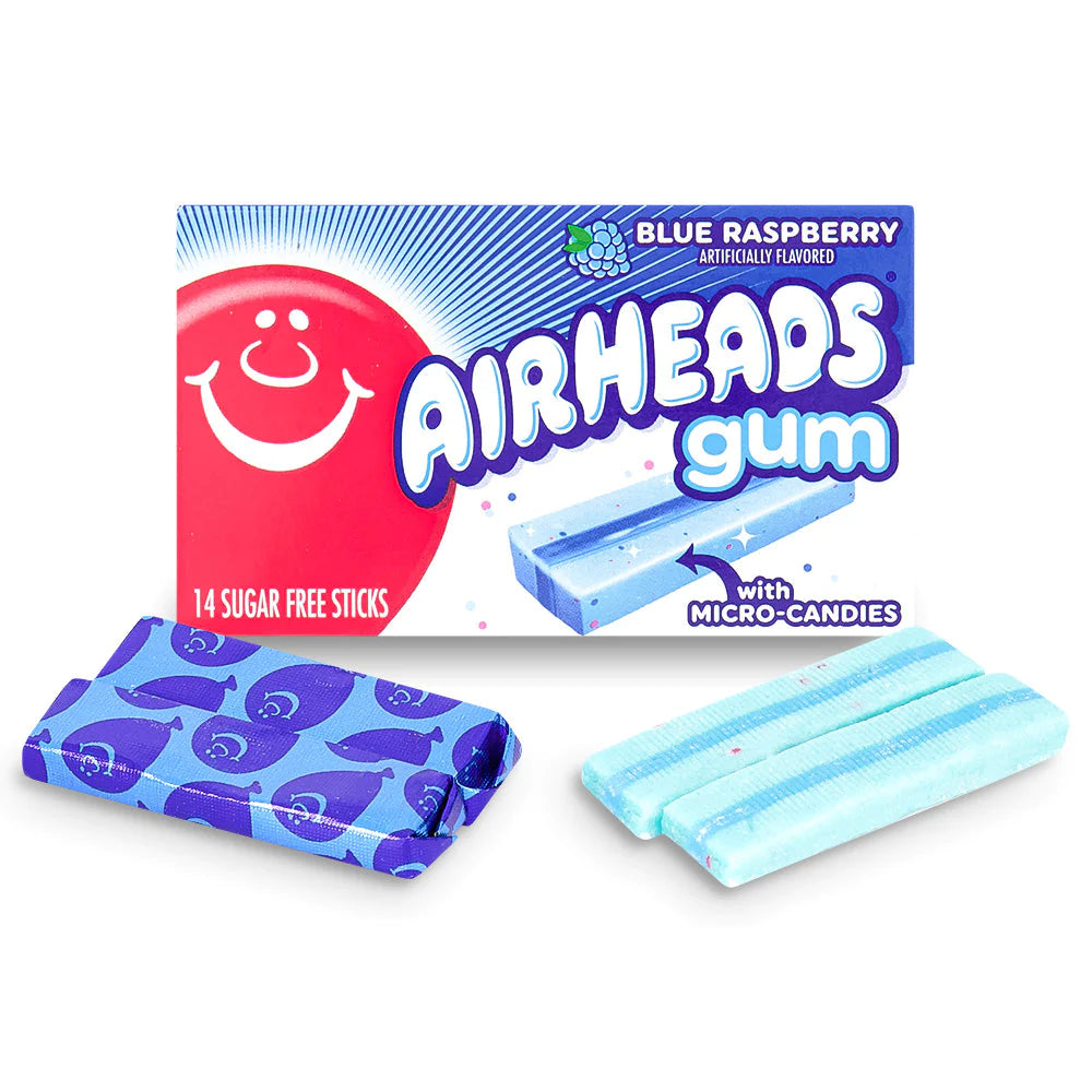 Airheads Gum Blue Raspberry Sugar Free 14 Sticks