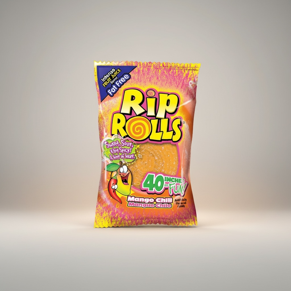 Rip Rolls Mango Chilli Fruity Sour Strap Belt 40g