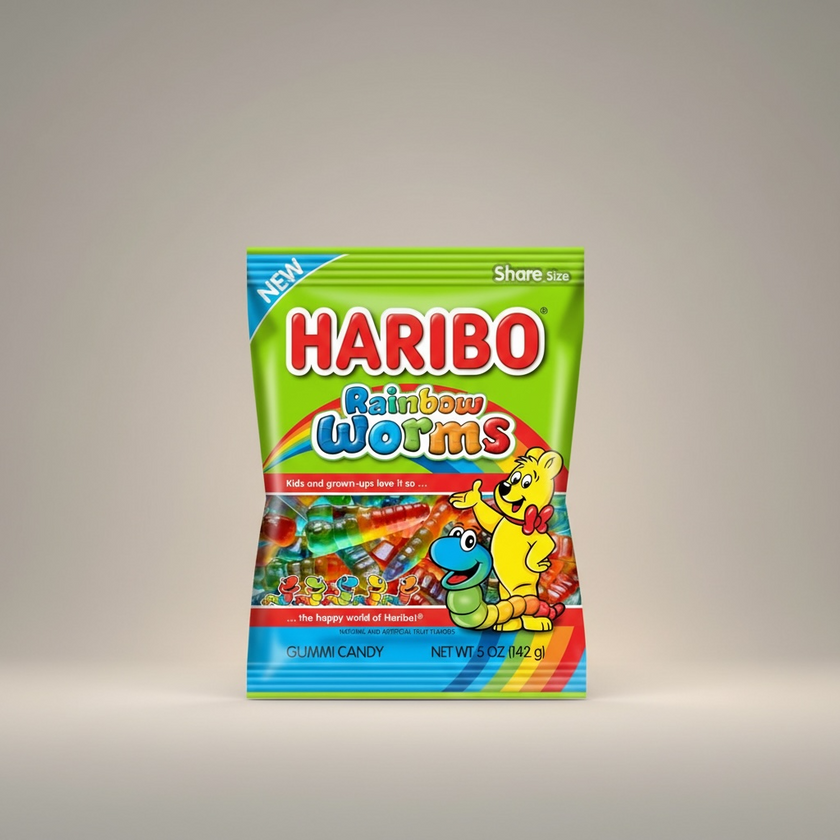 Haribo Rainbow Worms Gummi Candy Bag 142g