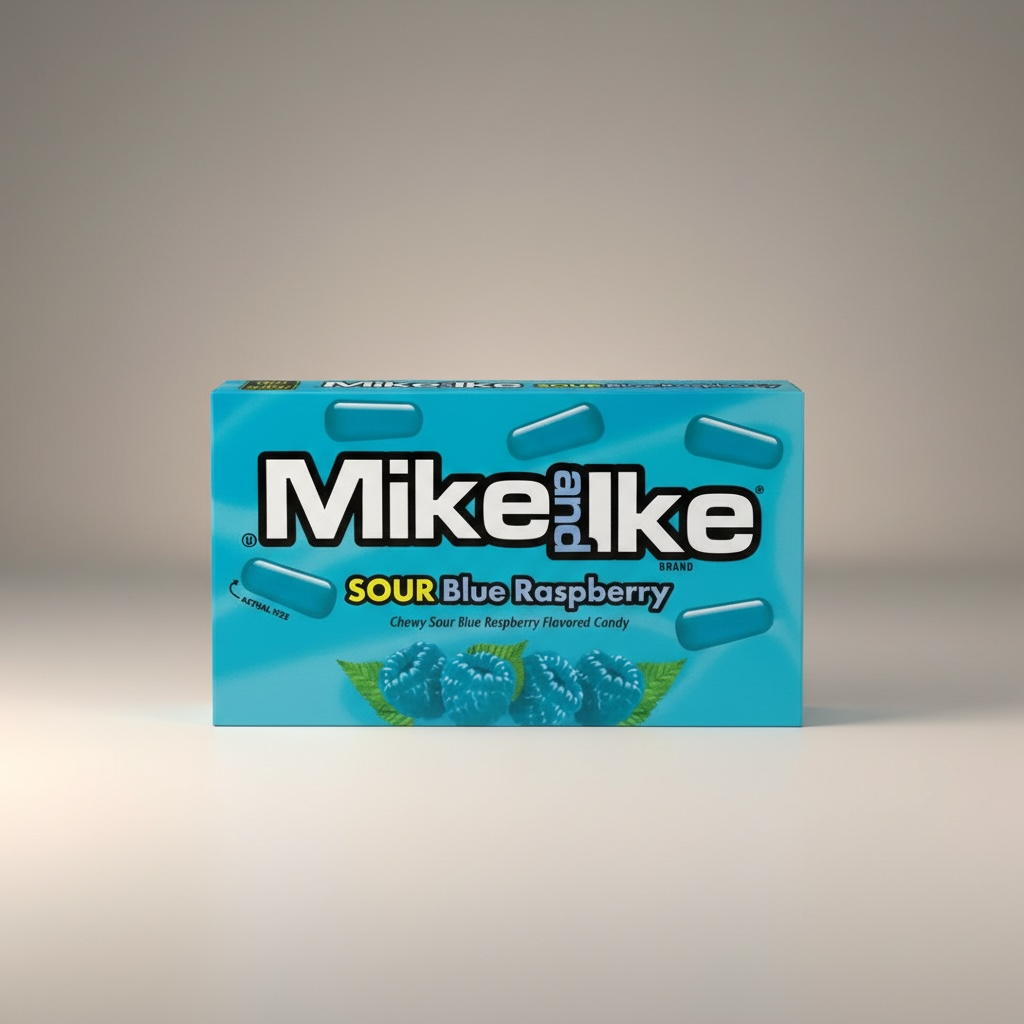 Mike and Ike Sour Blue Raspberry Flavoured Candies Jelly Beans Gluten Free Theatre Box 120g