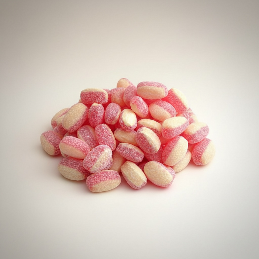 UK Rhubarb & Custard Hard Boiled Sweets Lollies 150g