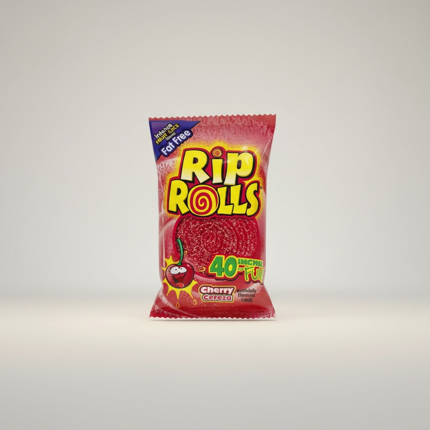 Rip Rolls Cherry Fruity Sour Strap Belt 40g