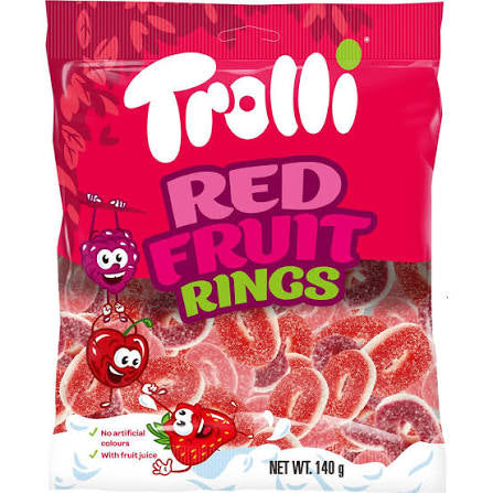 Trolli Red Fruit Rings 140g Raspberry Strawberry Cherry