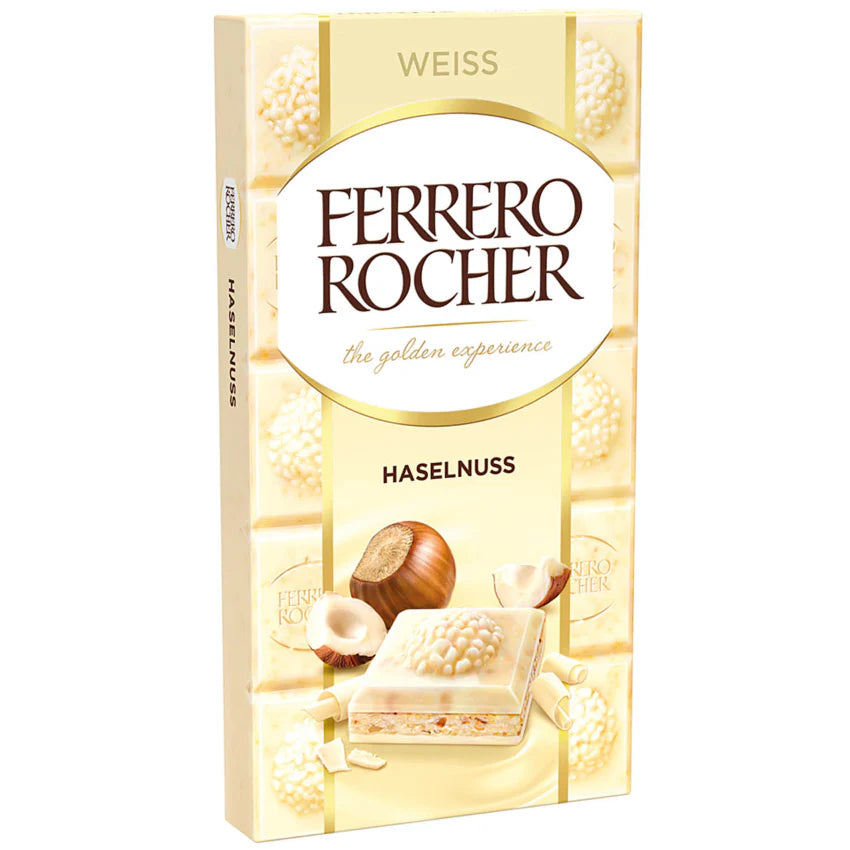 Ferrero Rocher White Chocolate Hazelnut Block 90g