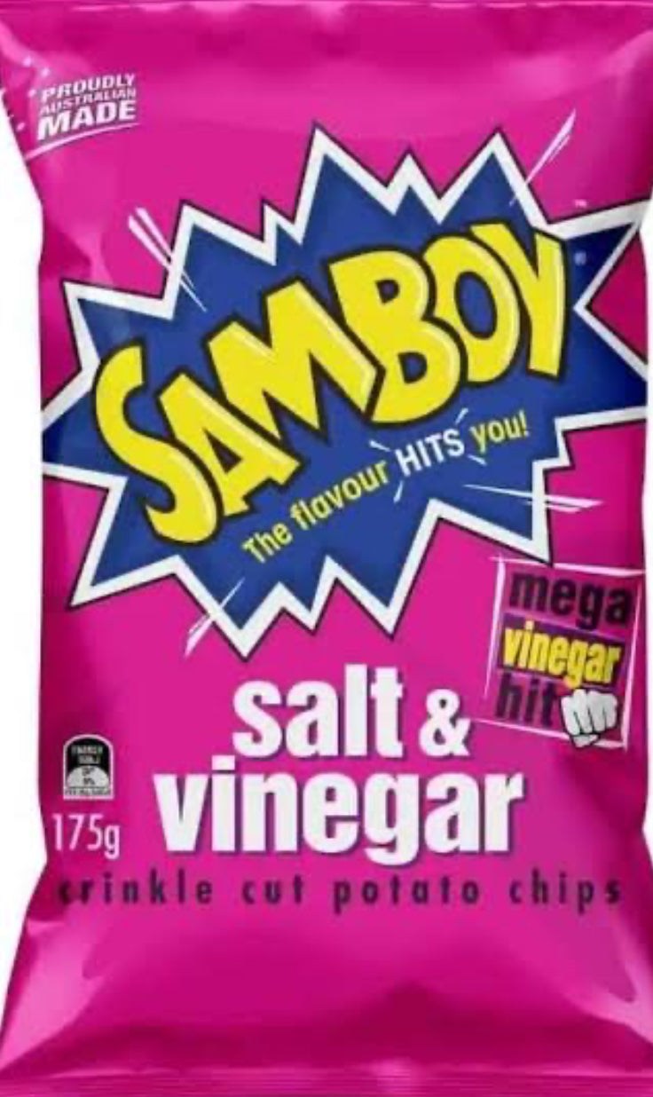 Samboy Salt & Vinegar Potato Chips 175g Gluten Free BBD: 19/10/24