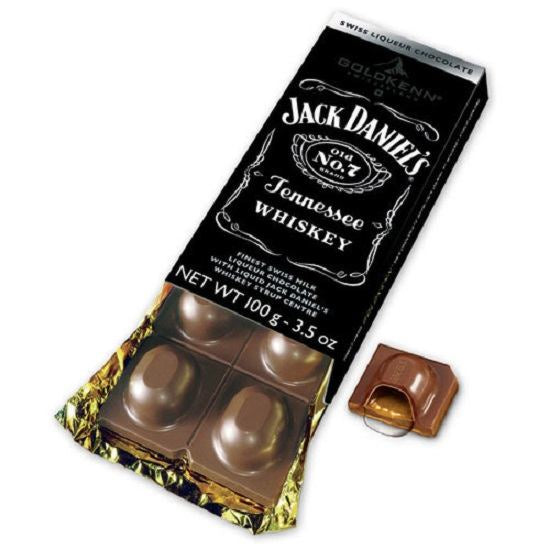 Jack Daniels Goldkenn Finest Swiss Milk Chocolate With Whiskey Syrup Center 100g Block