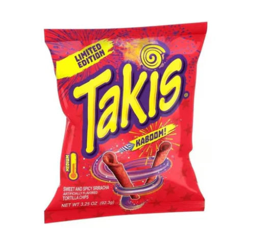 Takis Kaboom Limited Edition Sweet & Spicy Sriracha Tortilla Crisps Corn Chips Snack 92.3g Bag