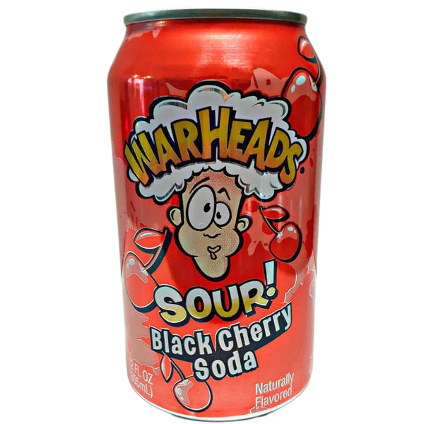 Warheads Limited Edition Sour Black Cherry Soda Soft Drink 355ml