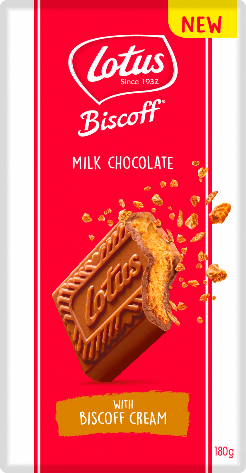 NEW Lotus Biscoff Milk Chocolate Block With Biscoff Cream 180g