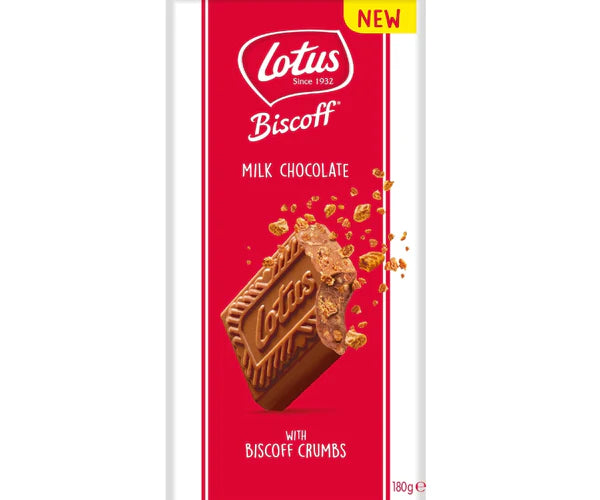 NEW Lotus Biscoff Milk Chocolate Block With Biscoff Crumbs 180g