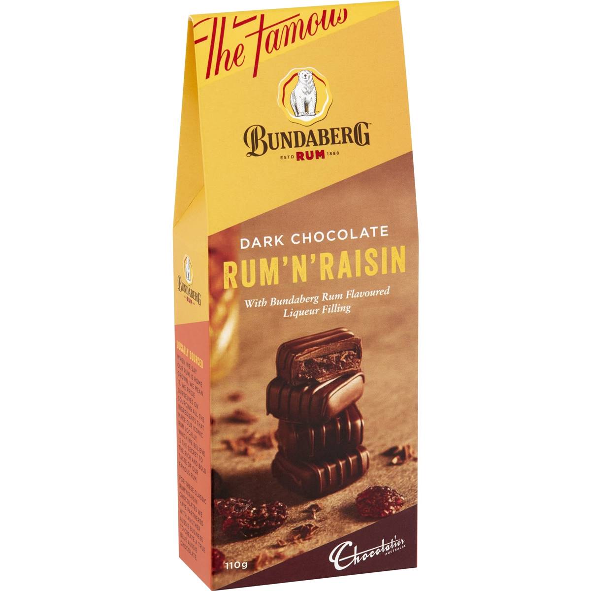 Bundaberg Dark Chocolate Rum 'N' Rasin With Bundaberg Rum Filling 110g